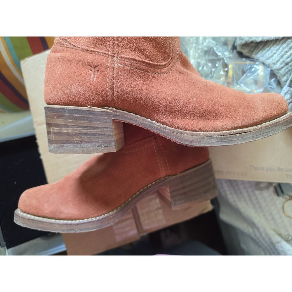Red Dirt" Suede Frye Campus boots Style 77054RDT Women's 9.5M Made In USA - Picture 5 of 12